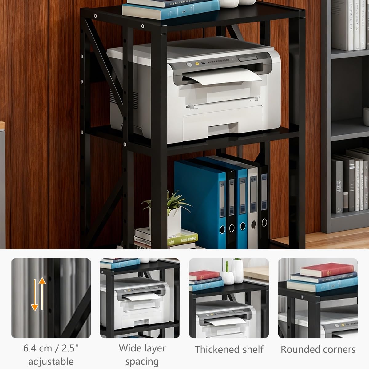 Supporto multimediale AV in legno massello a 2/3 livelli, moderno supporto stereo con ruote, ripiano audio aperto con ripiani regolabili per casa/ufficio/home cinema (3 livelli A)