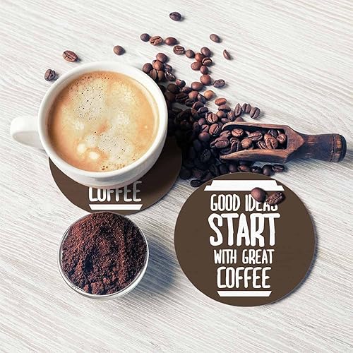 Miniatura 5 de Posavasos con cita de café para bebidas, buenas ideas individuales, comienza con un gran café, café motivacional, palabras creativas, regalo para