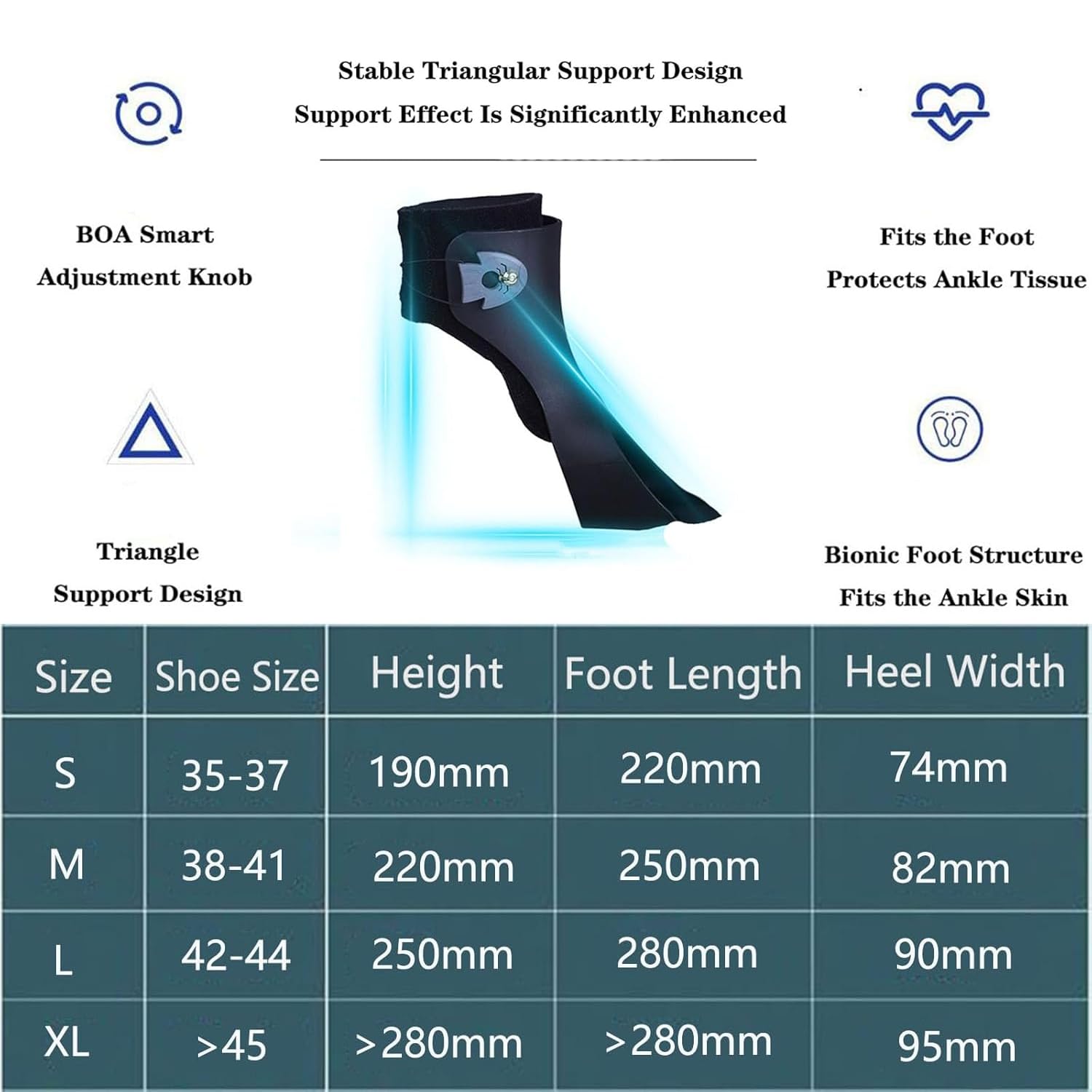 Inmovilizador De Tobillo, Drop Foot Ortesis Soporte Tobillo Pie con Airbags Y Abertura En Forma De U, Diseño Anti-Estiramiento, Diseño De Soporte Triangular para Esguince De Tobillo