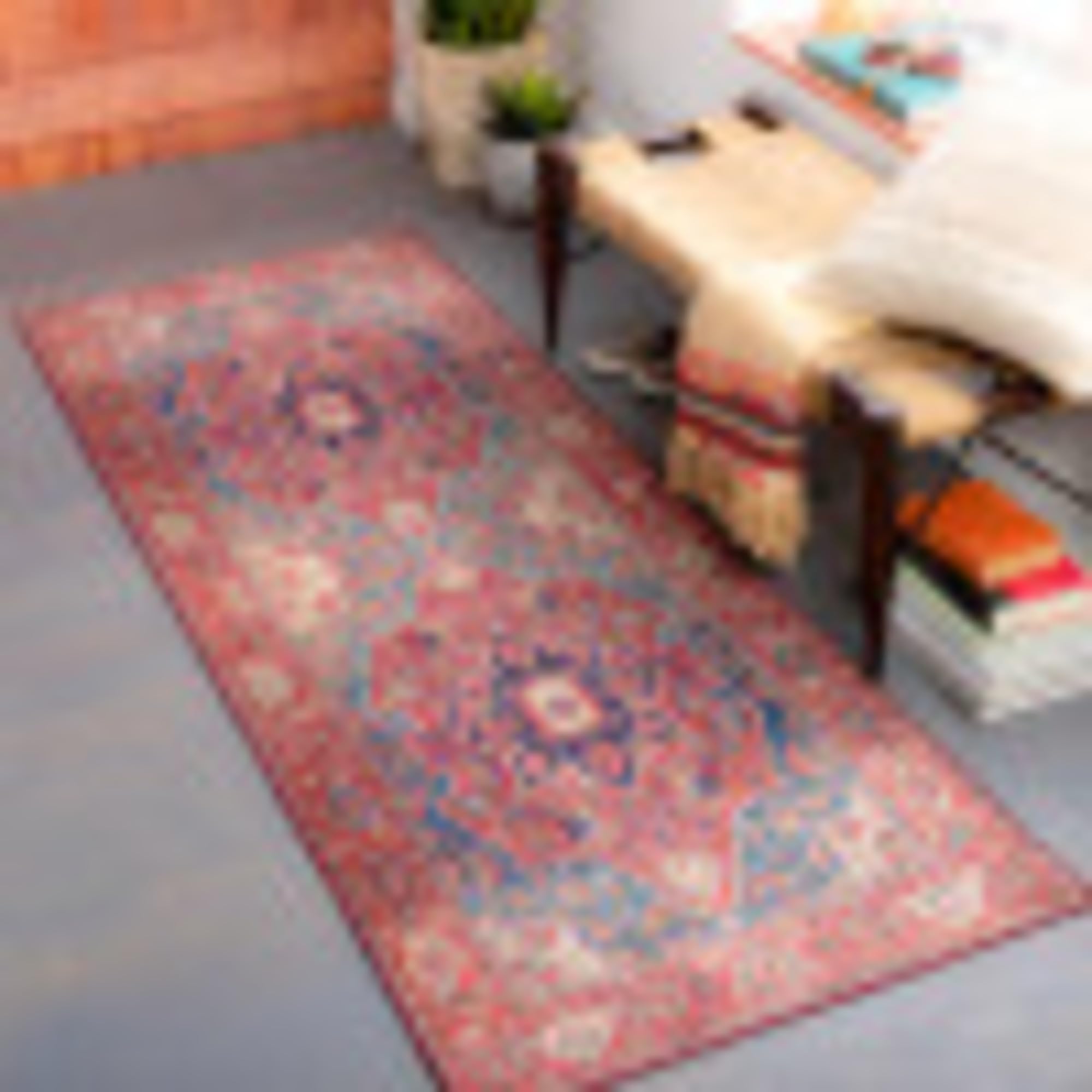 Artistic Weavers Lyyti Area Rug 2'6" x 7'6", 2 ft 6 in x 7 ft 6 in, Bright Red/Blue