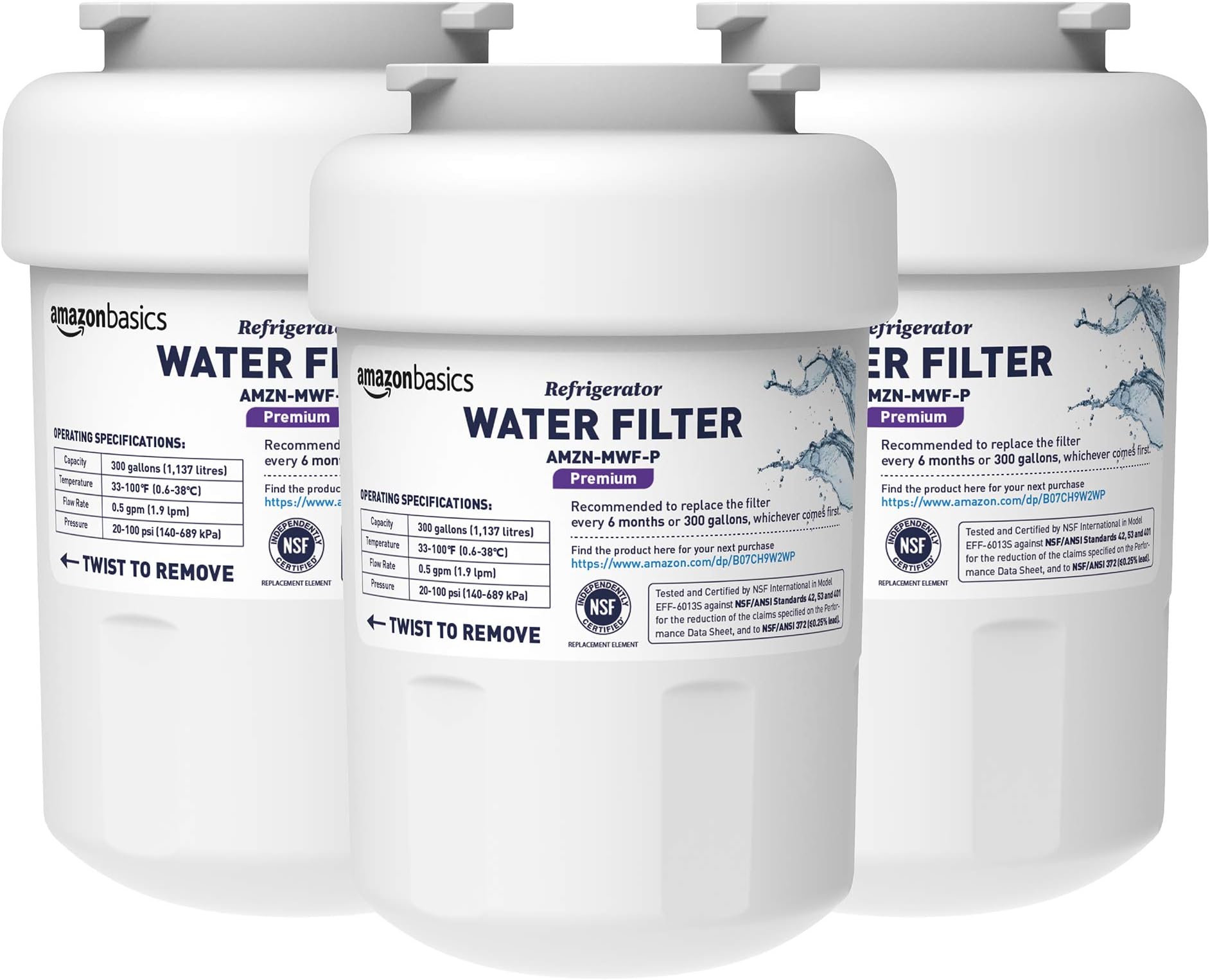 GE® MWF™ Refrigerator Water Filter, Genuine Replacement