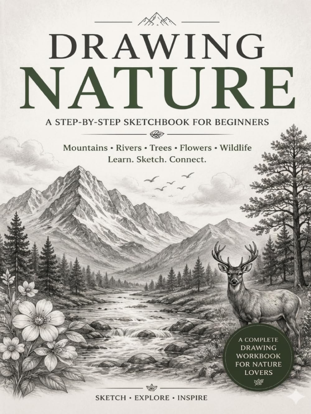 How to Draw Nature Step by Step for Beginners: Complete Pencil Sketching Guide to Drawing Trees, Flowers, Mountains, Rivers & Wildlife | Easy ... Teens & Adults (How to Draw Step by Step)