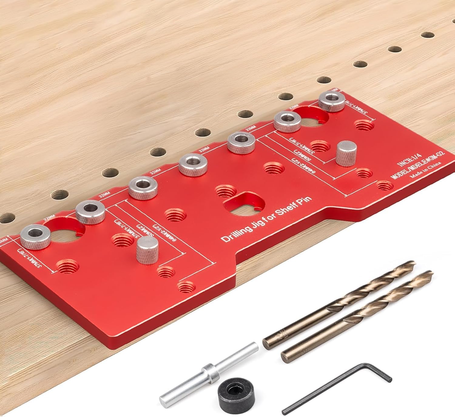 Plantilla de perforación para estante de 6 mm - Guía de perforación de aleación de aluminio para agujeros rectos - Herramienta de carpintería para armario y muebles