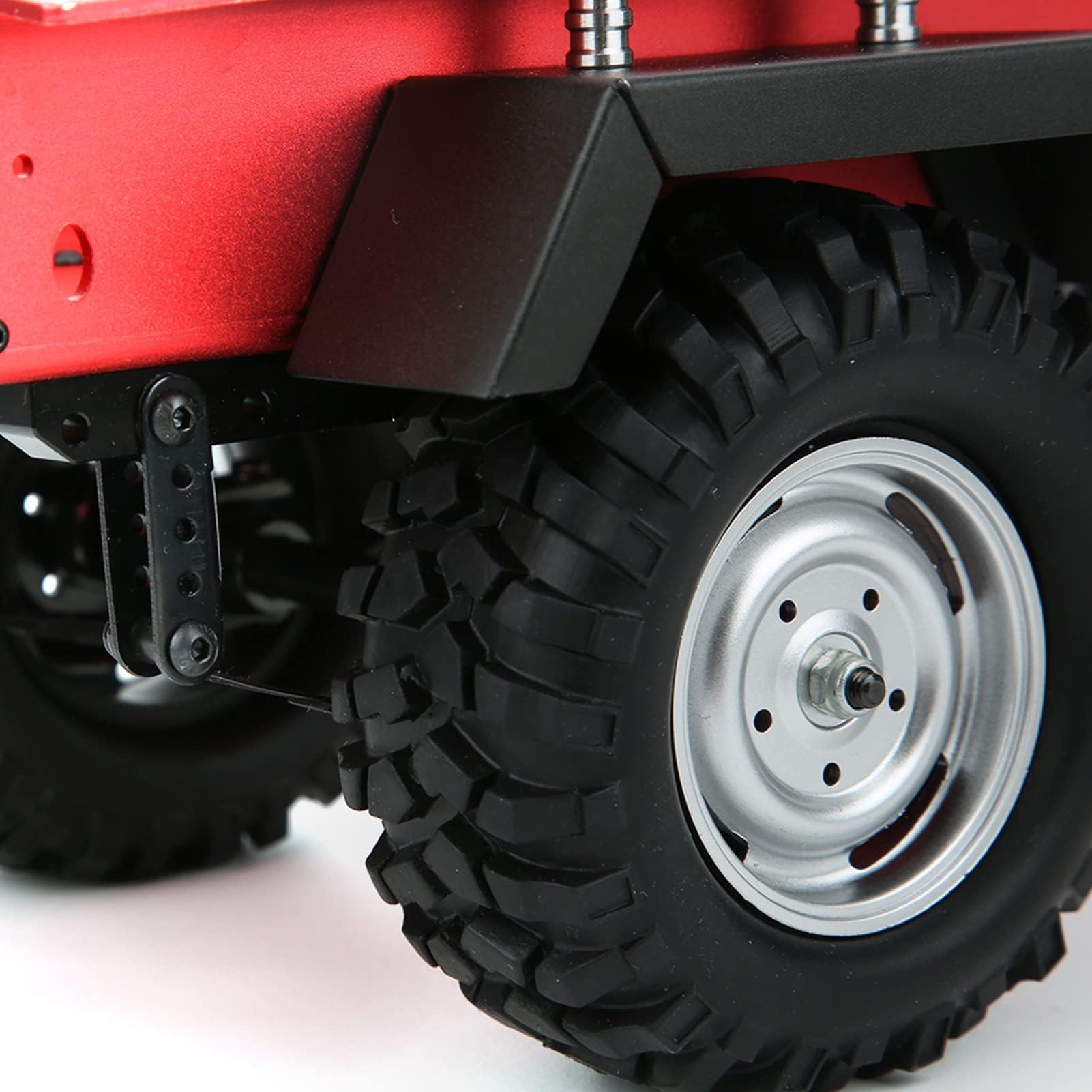 Coche de Remolque RC, Coche de Remolque de aleación de Aluminio Altamente simulación Modelo de vehículo de Coche RC Montaje de Enganche Remolque sobre orugas Kit de construcción (Rojo)