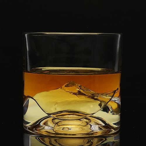 Miniatura 3 de LIITON Denali Mountain - Juego de 2 vasos de whisky de cristal pesado, vaso grueso de borbón congelable de 1 libra cada uno, regalos de whisky