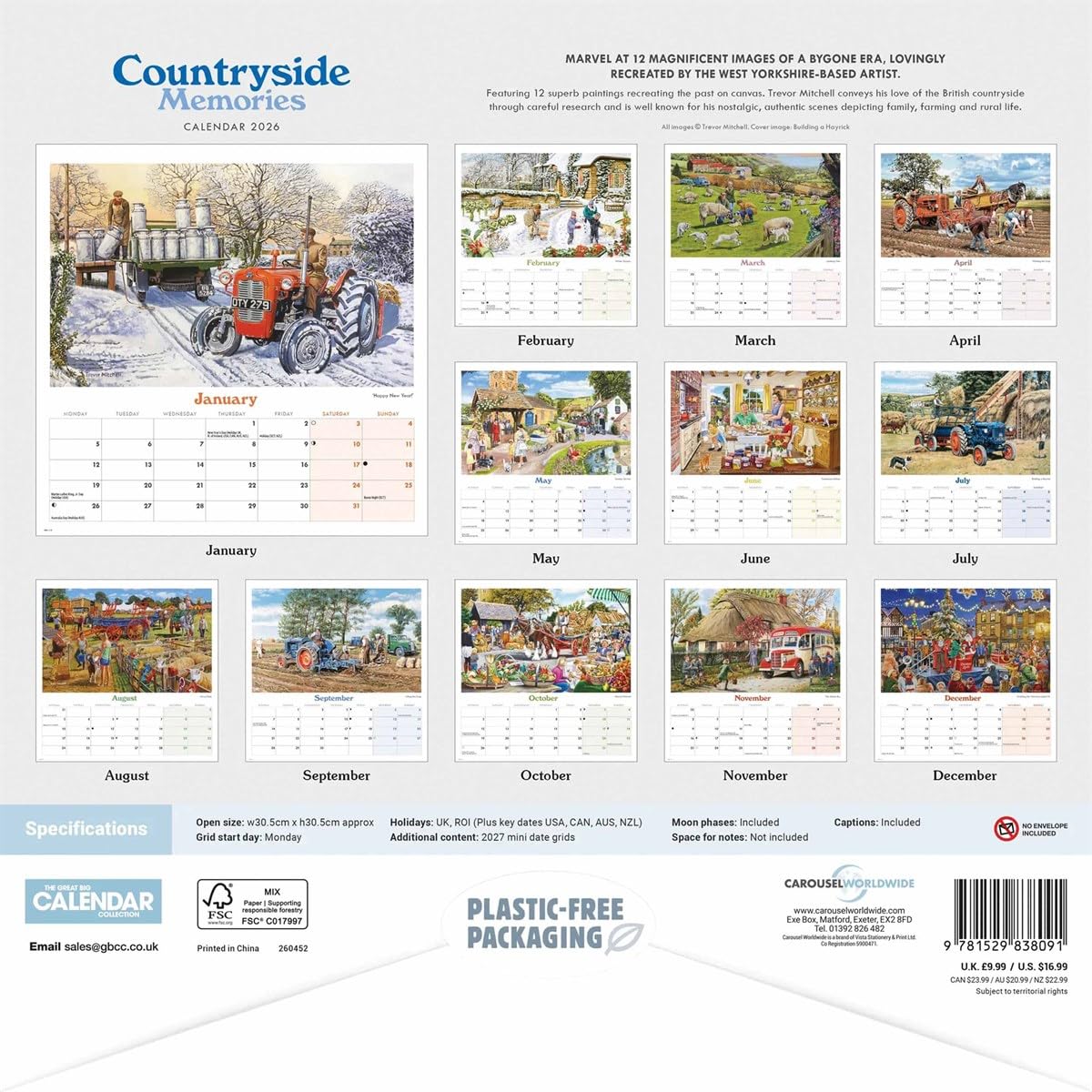 Countryside Memories, 2026 Wall Calendar By Carousel Calendars - View #2