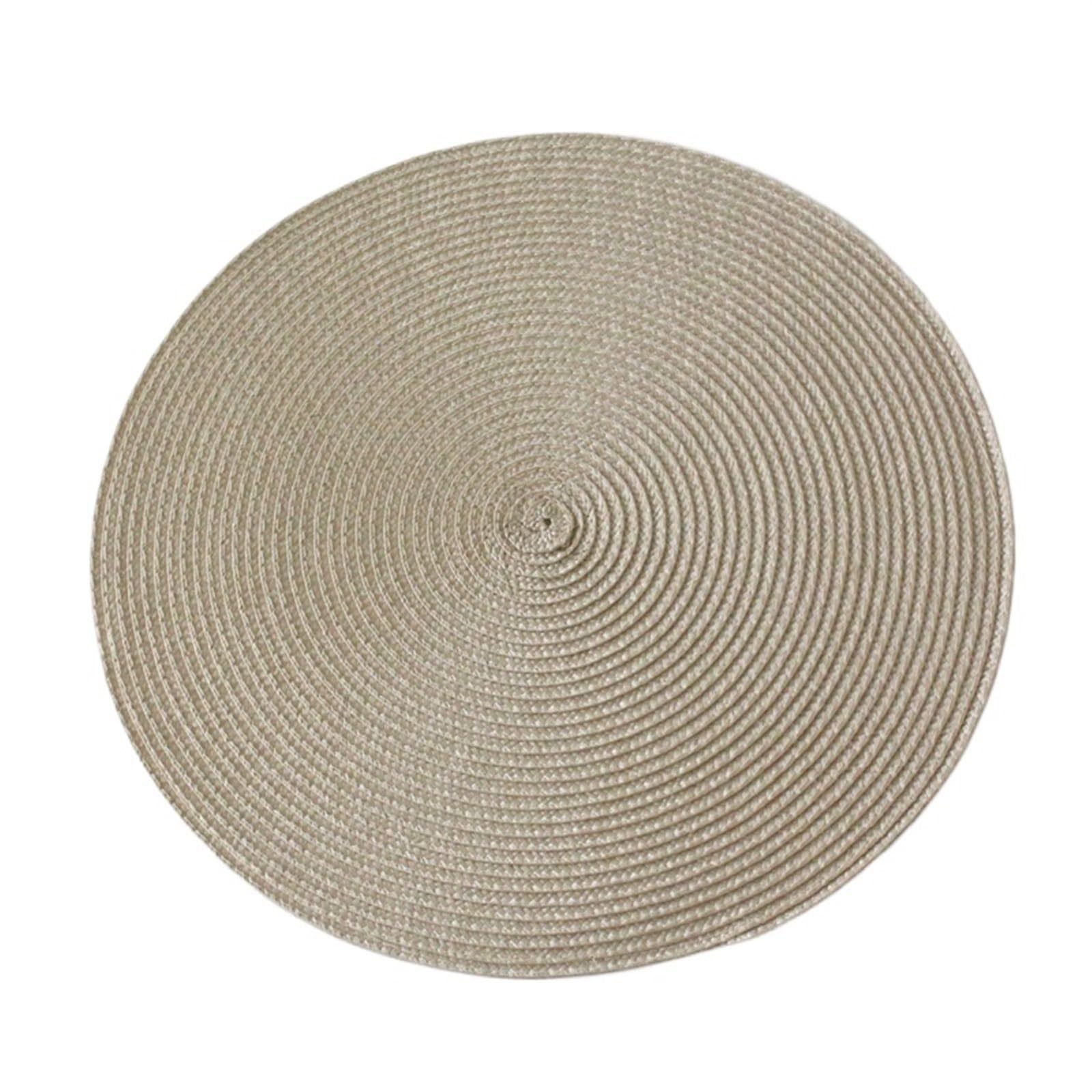 place mats for table Round Placemats For Dining Table Heat-Resistant Stain Resistant Anti-Skid Washable Cotton Woven Tableware Mat for Kitchen Restaurant Dining Table(Beige)