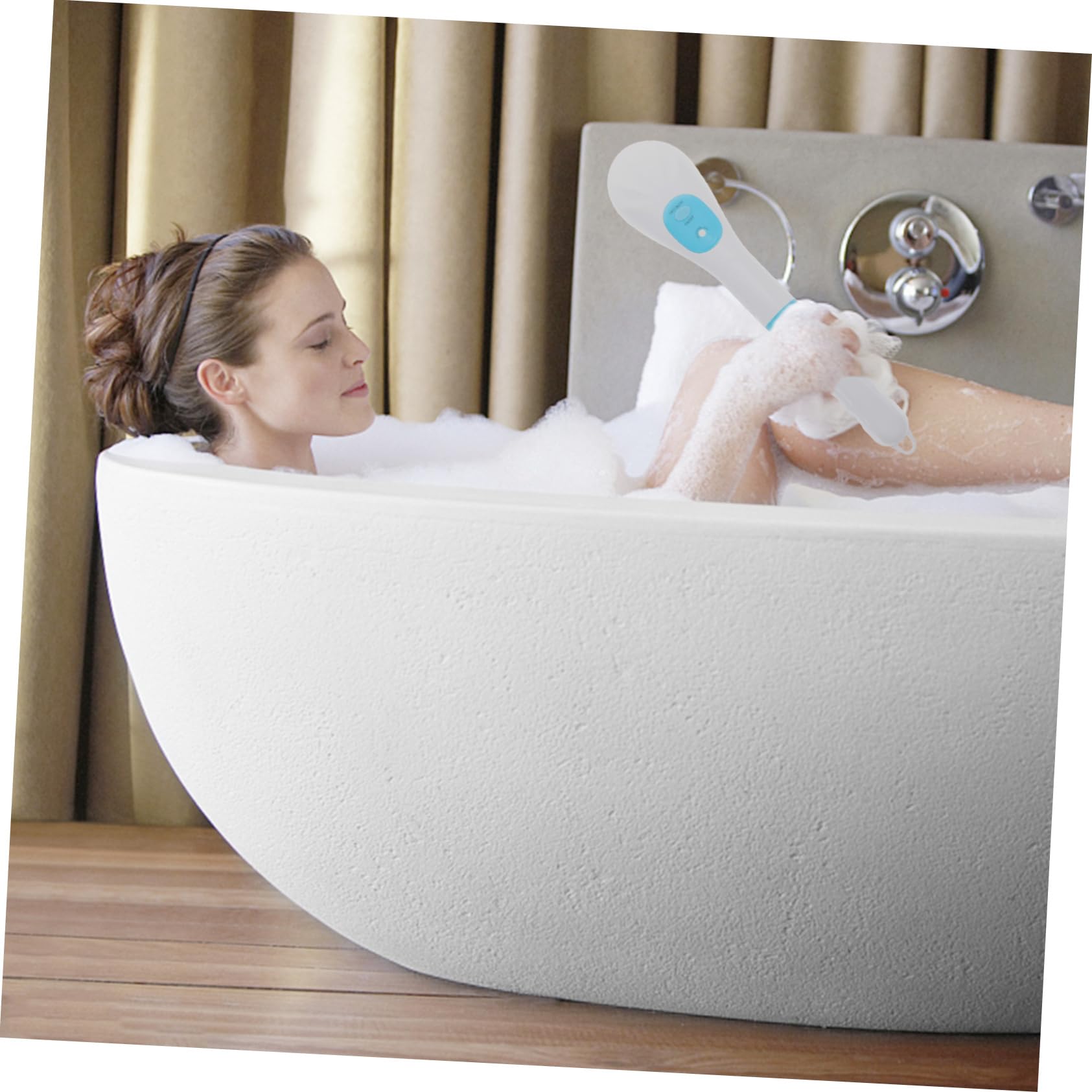 Mikinona Elektrische Rotationsbürste mit Langem Griff Rückenmassagebürste für Dusche Blau ABS Material Inkl Bürstenkopf