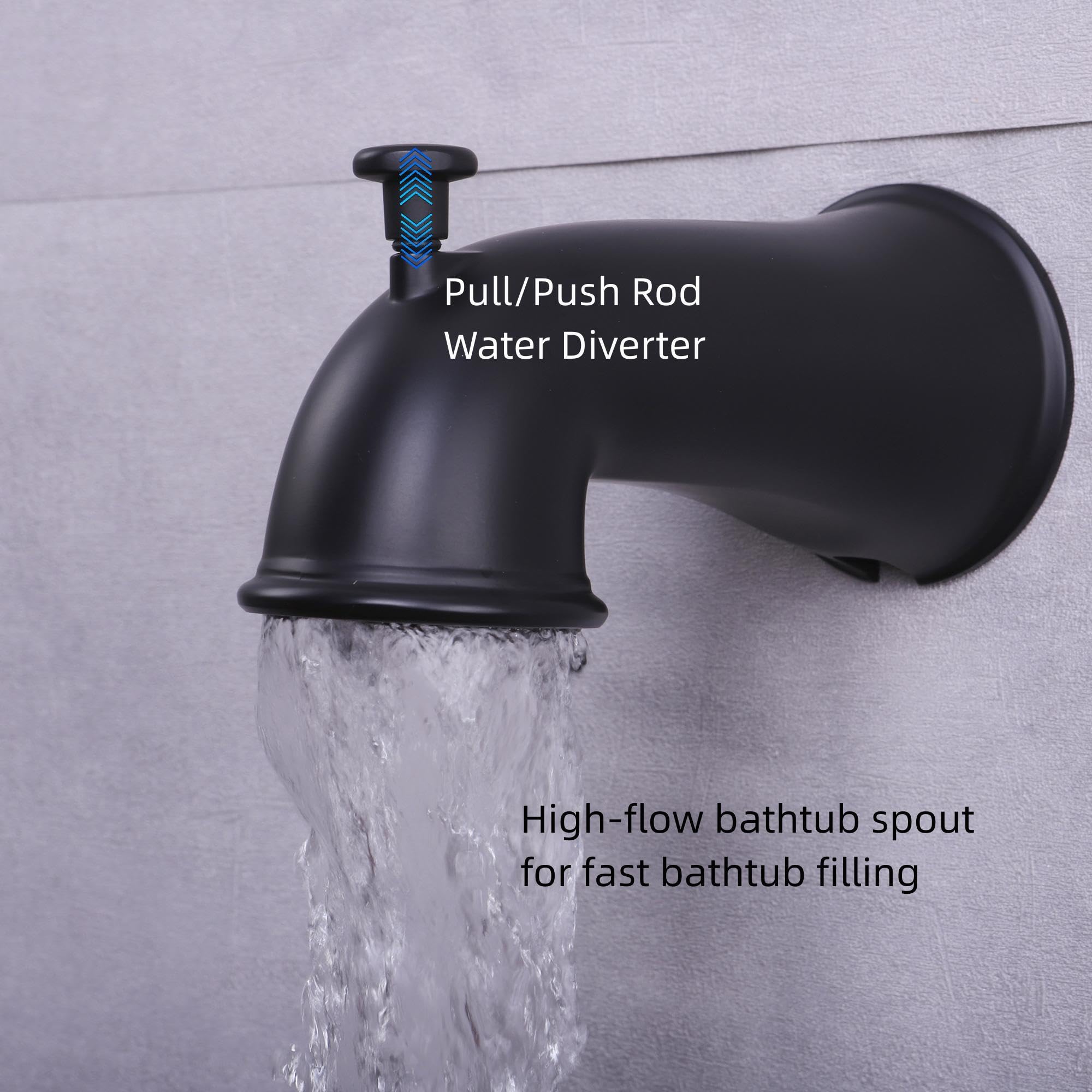 BEIYI 2 Handle Tub Shower Faucet, Matte Black Two Handle Shower Faucet Set 5 Mode Shower Head Faucet Sets Complete, BY2H003