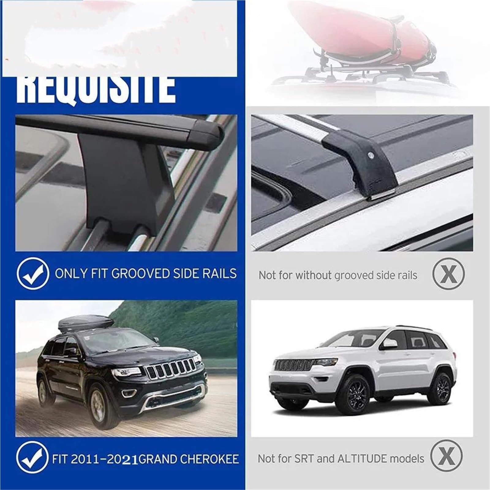 Genérico Barras Transversales Portaequipajes Coche Cerradura Antirrobo para Jeep para Grand para Cherokee 2011 2012 2013 2014 2015-2021