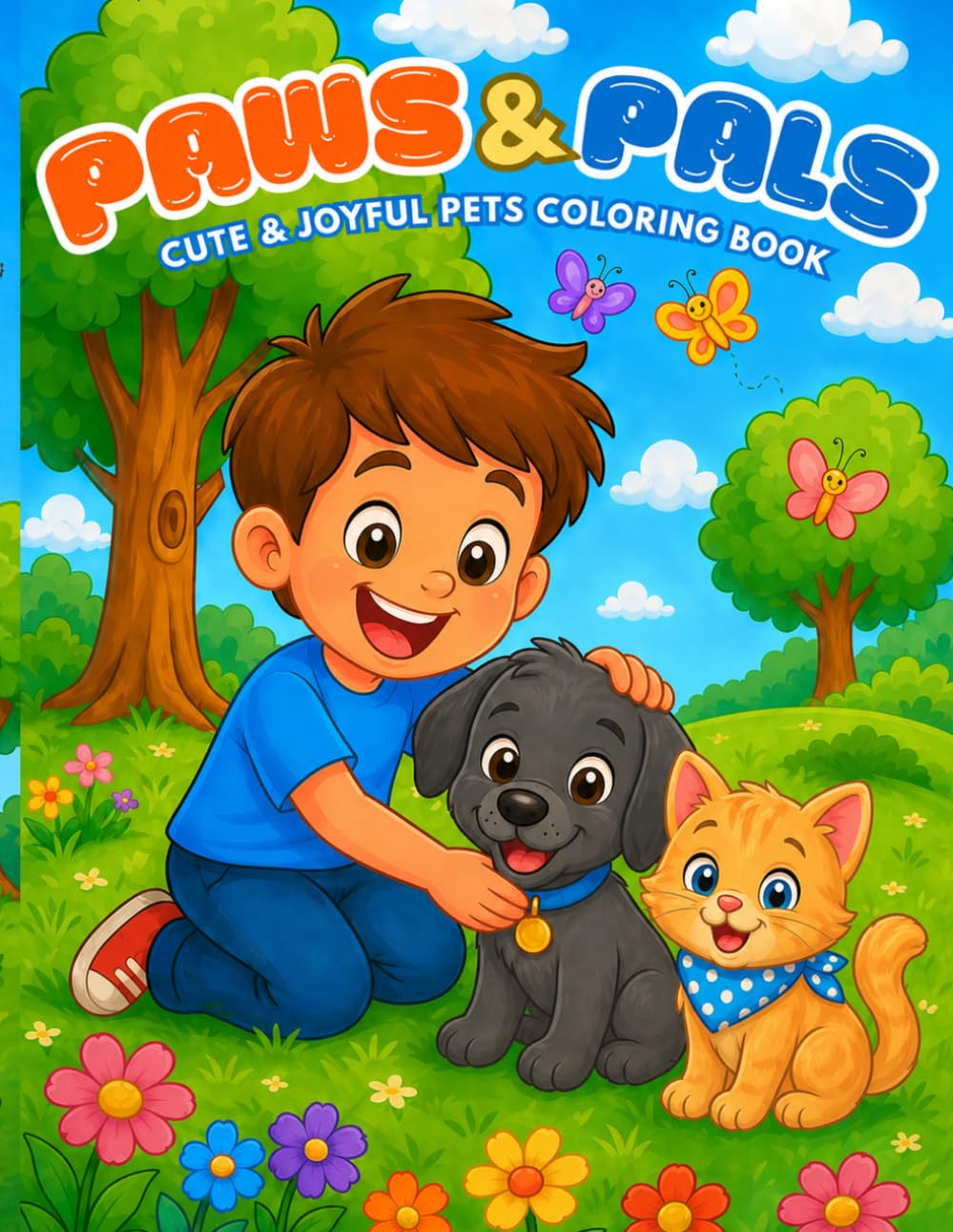 PAWS & PALS: Cute & Joyful Pets Coloring Book