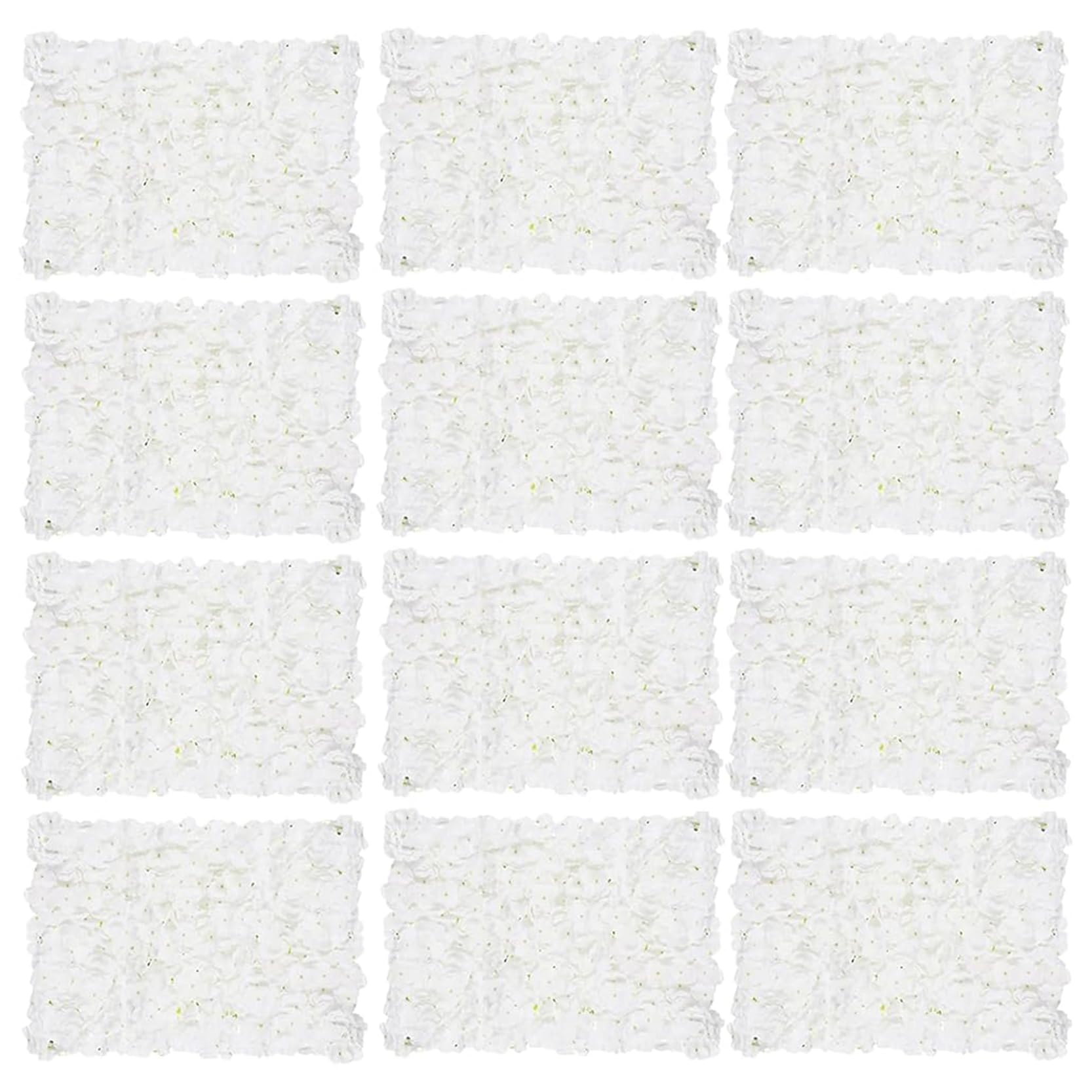 GOUZIBHD 23.6 x 15.7 Inch Artificial Flower Wall Mat Silk Flower Panels,Flower Wall Panel Backdrop Artificial Hydrangea Floral Panels for Wedding Party(Size:12PCS,Color:White)