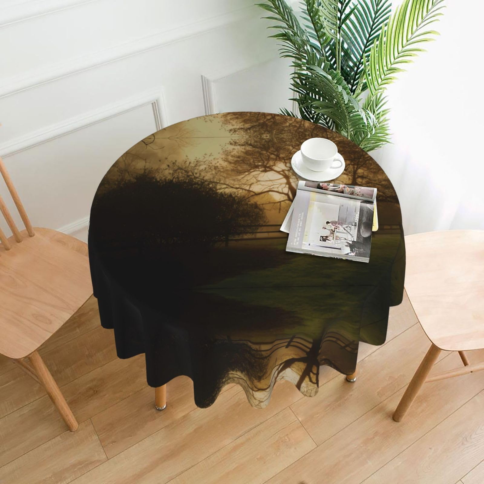 hhxvcv Countryside Farm Round Tablecloth – Dining Table Cover