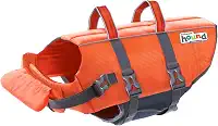 Outward Hound Colete salva-vidas para cães Granby Splash, colete salva-vidas de alta flutuabilidade para natação, passeios de barco e segurança na água, médio, laranja