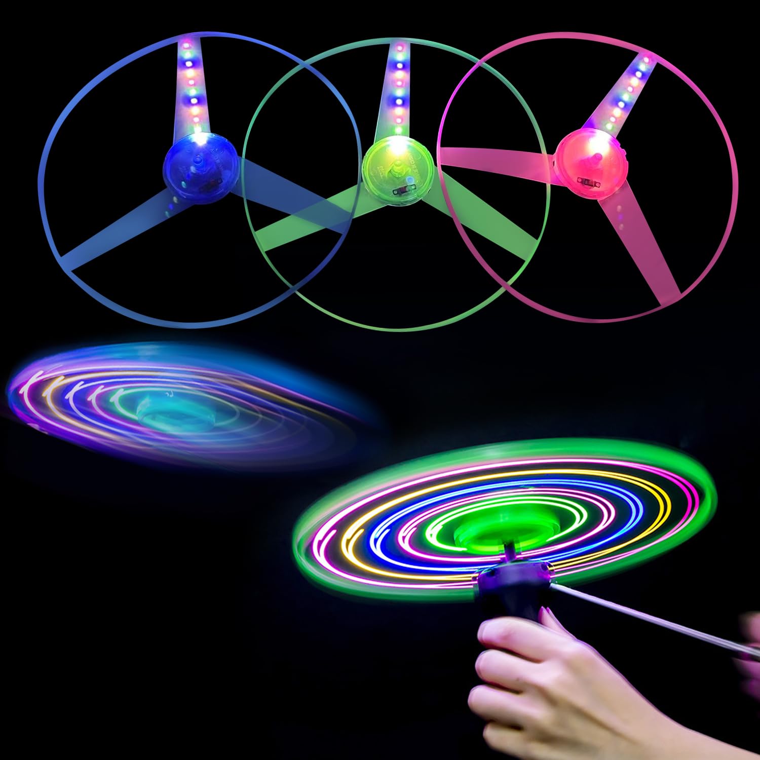 M.best 4 Sets LED Flying Set, Fun Flying Saucers Toys for Kids with Flashing Lights, Flying Toy Outdoor Toys Glow in The Dark Party Supplies Party