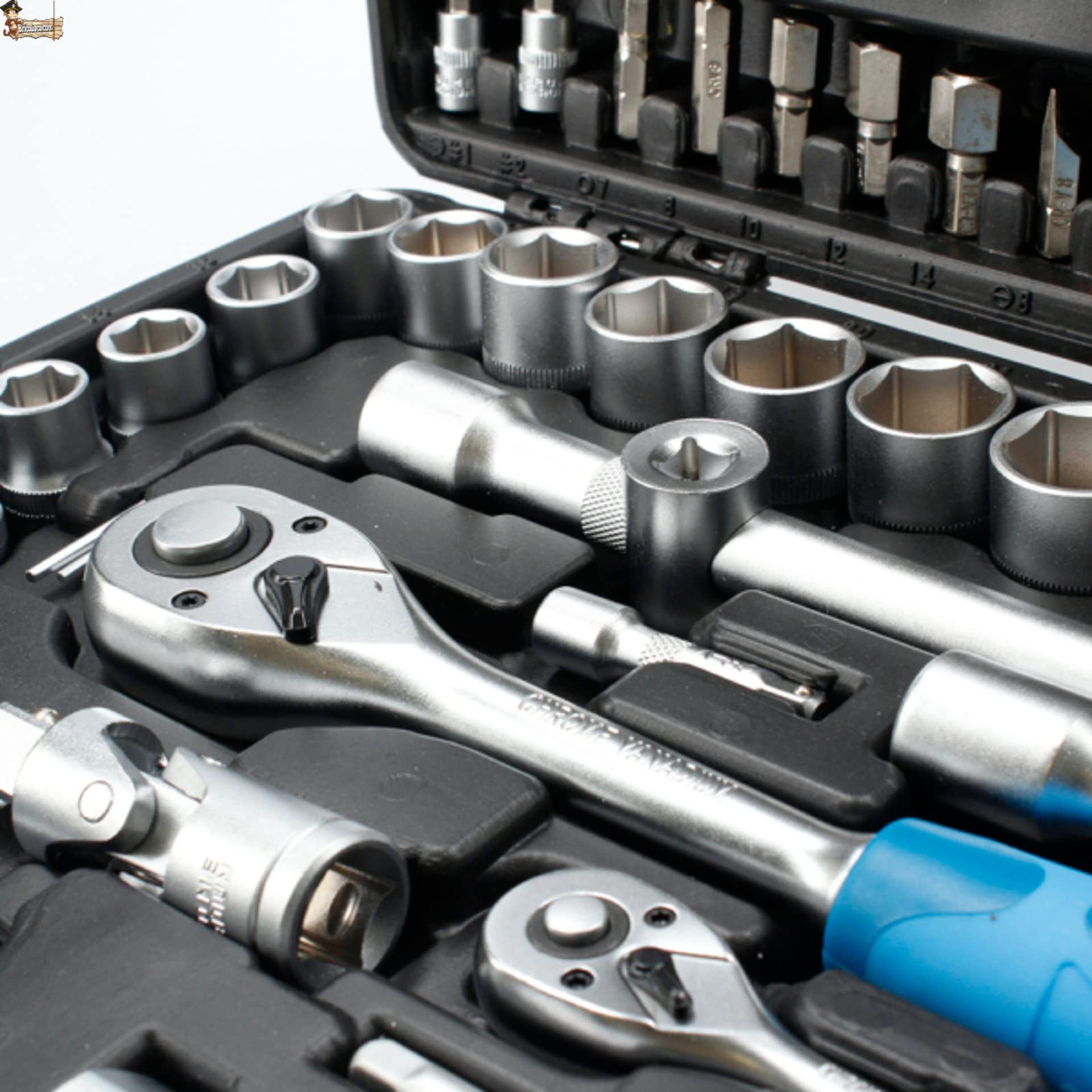 BricoLoco.com Set di chiavi a bussola a cricchetto 1/4" e 1/2" Valigetta attrezzi da officina meccanica fai da te Kit 108 pezzi