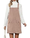 Corduroy Overall Dress for Women Adjustable Straps Casual Fashion Overalls Pinafore Short Dresses with Pockets