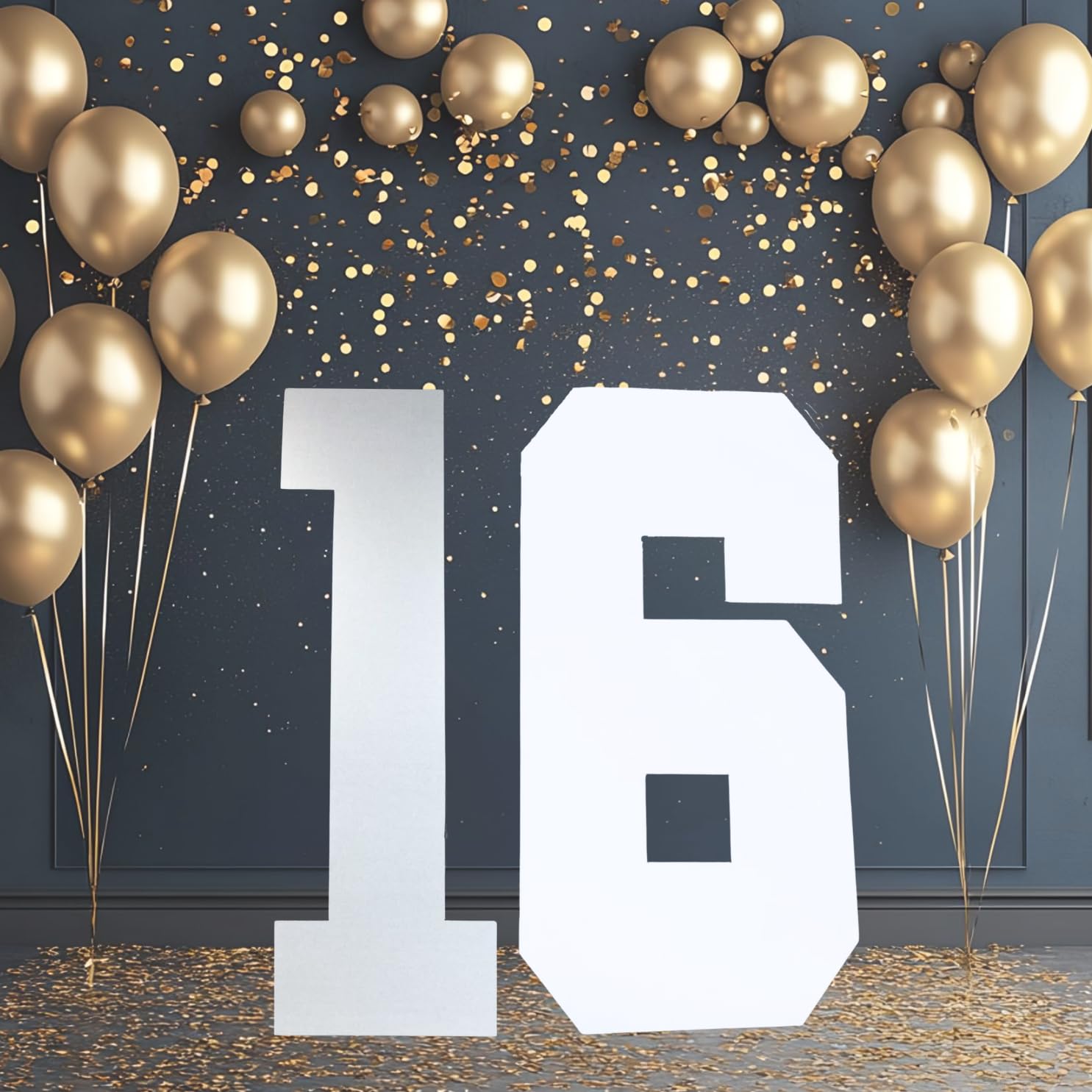 Cardécoray 4Ft Large Cardboard Numbers - Diy Birthday Party Decorations, Giant Number Props, Customizable Freestanding Display Numbers (16)