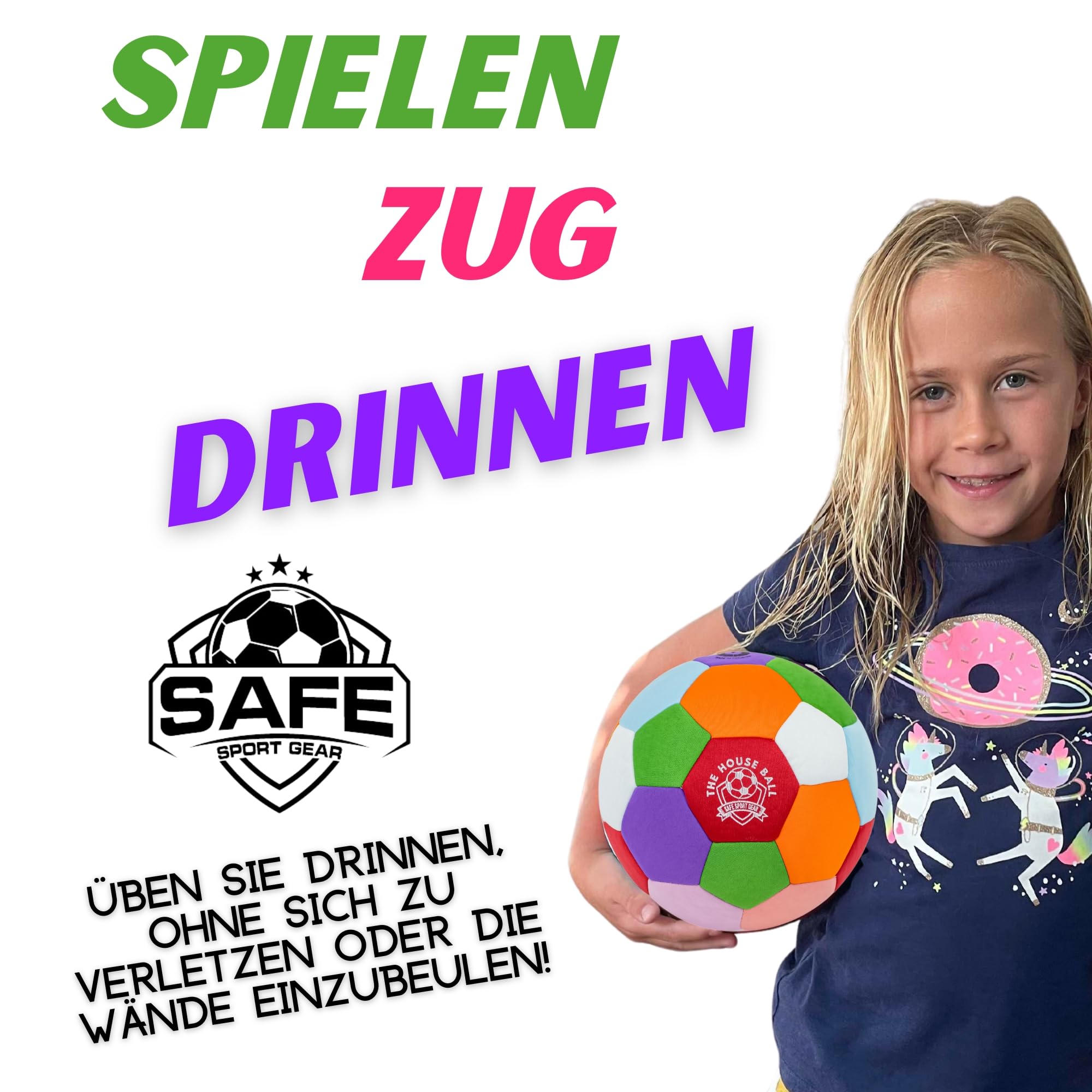 Safe Sport Gear - Der House Ball – Originaler Weicher Softball Fußball Größe 4, Perfekter Softball Kinder, Indoor Fußball für Kinder & Jugendliche, Lustiger, Hochwertiger - The House Ball