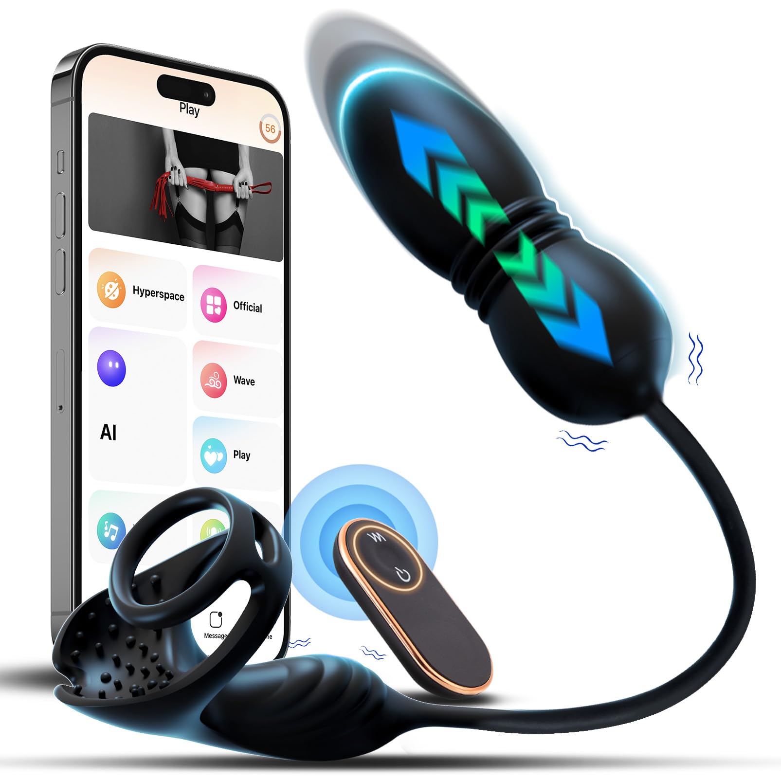 Prostate Massager Anal Vibrating Thrusting - Anal Butt Plug APP Control 8 Vibration Modes P-Spot Toys with Vibrator