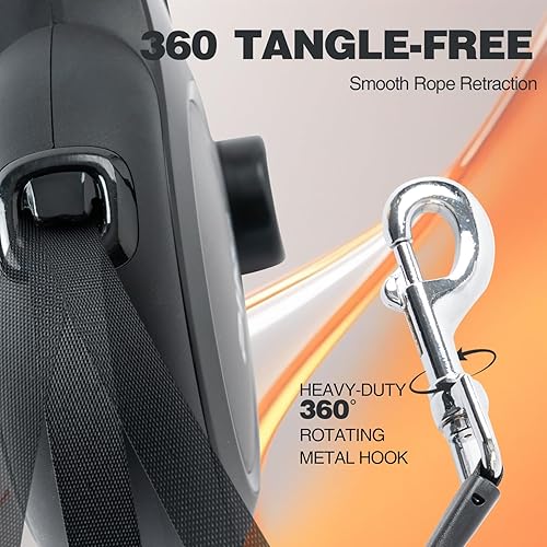 Miniatura 3 de PINA Correa retráctil mejorada para perro, correa de perro de 26 pies para perros pequeños, medianos y grandes de hasta 110 libras, cinta de nailon