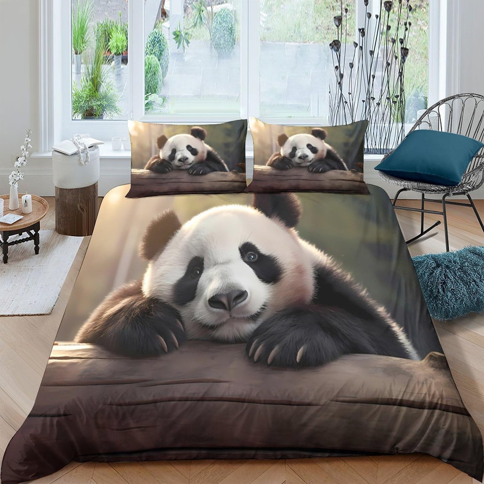 Ctjqhvkz Style-7 3D Printed Panda Fitted Sheet Microfiber Soft Anti-Slip Animal Pattern Bed Sheet For Bedroom Dorm Decoration Single（135X200cm）
