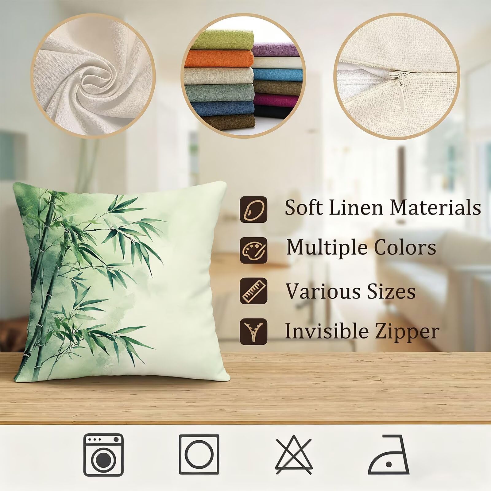 Verde Funda Cojin 60x60 Bambú Funda Almohada 60x60 Cojines Sofa Súper Suave Fundas Cojines Decorativos Fundas Almohadas 4 Piezas Almohada Cervicales y Cuello, para Hogar Cama Salon Decoracion E - 737