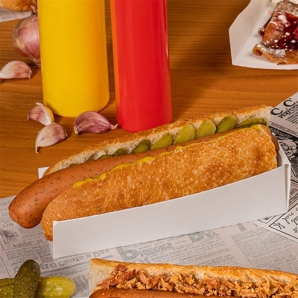 García de Pou 200 Unités - Pelles Hot Dog 'Thepack' 230 g/m2, 4,7 x 18,2 x 4 cm Blanc Carton Ondulé Nano-Micro