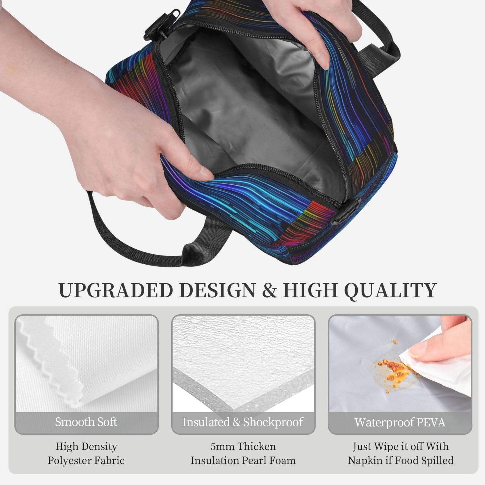 Borsa portapranzo con codice programma, riutilizzabile, isolata, per adulti, per lavoro, viaggi, donne e uomini