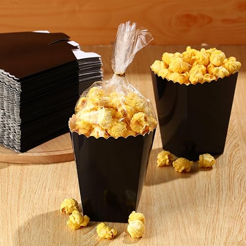 Miniatura 7 de Zopeal - Juego de 400 mini cajas de palomitas de maíz y bolsa transparente, bolsas de palomitas de maíz a granel, recipientes de papel abiertos para