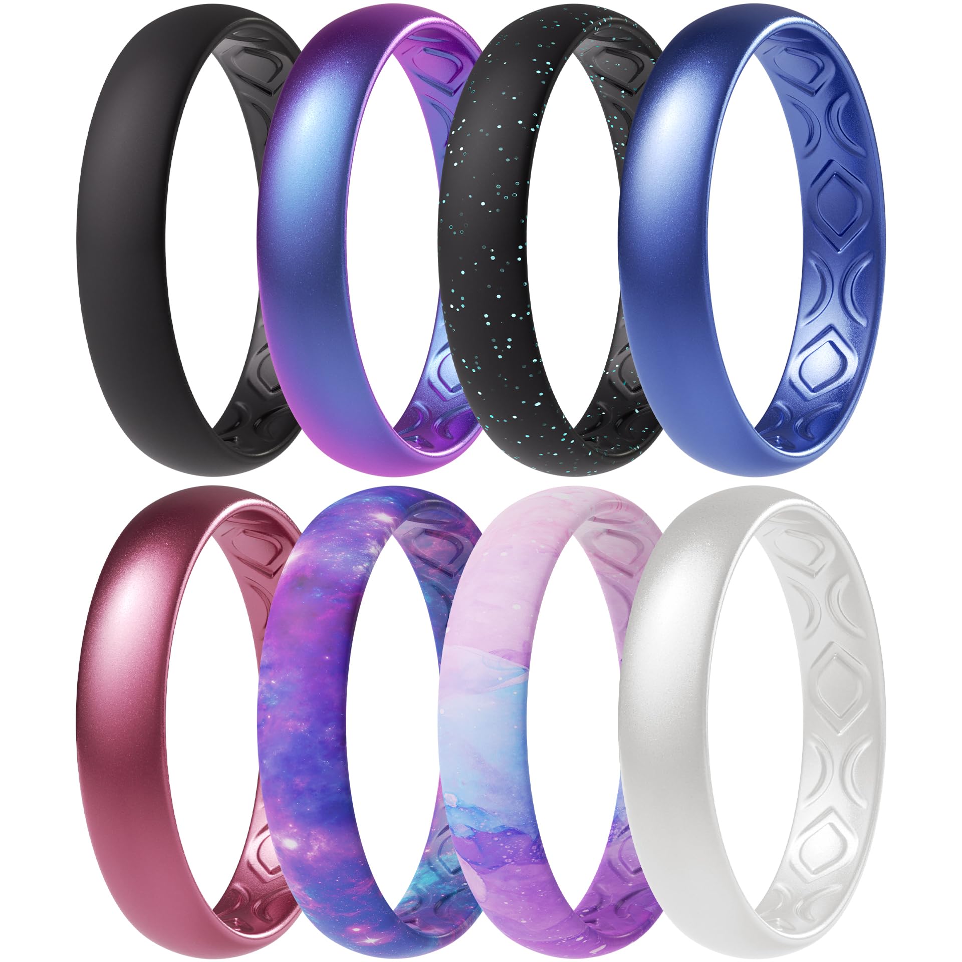ThunderFit Women Breathable Silicone Bridal Rings Sets For Her, 4mm Wide