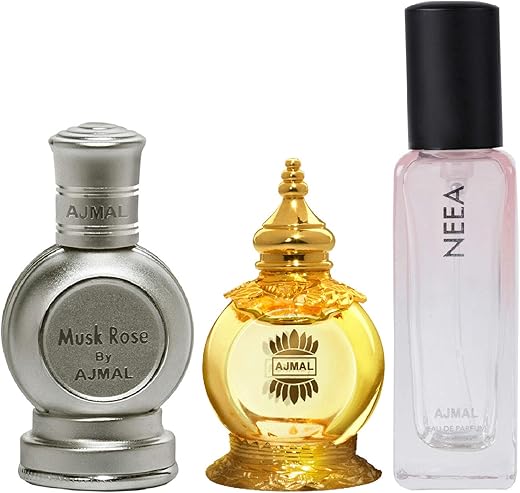 Ajmal Musk Rose and Mukhallat AL Wafa each of 12ml & Neea EDP of 20ML Pack of 3 (Total 44ML) for Men & Women