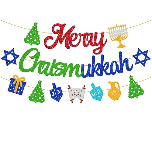 Merry Chrismukkah Banner Christmas & Hanukkah Mixed Decorations for Merry