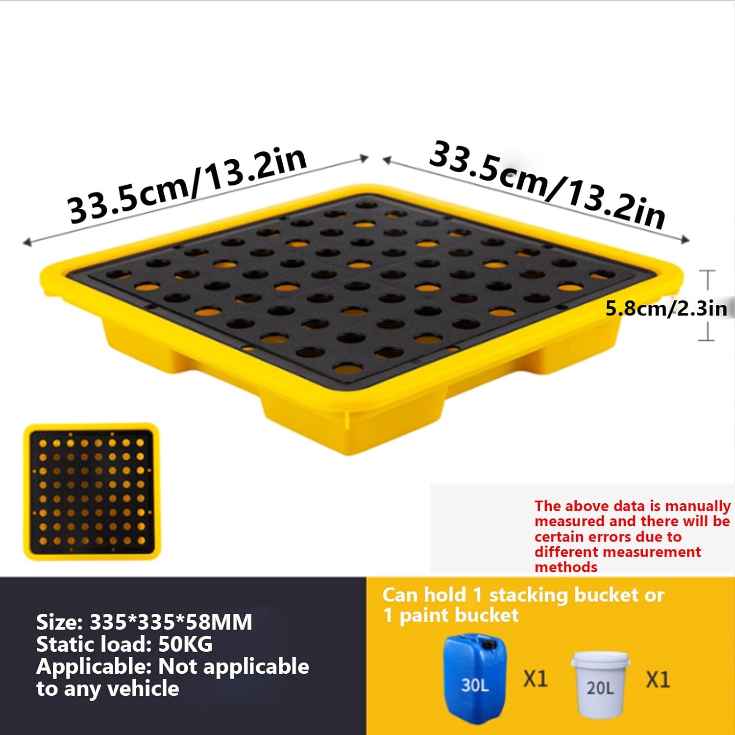 Anti-Leakage Tray Anti-Leakage Platform Oil Secondary Container Oil Barrel Leaking Oil Receiving Tray,Spill Containment Platform with Drain Outlet,Stackable Modular Anti Spill Pallets(A)
