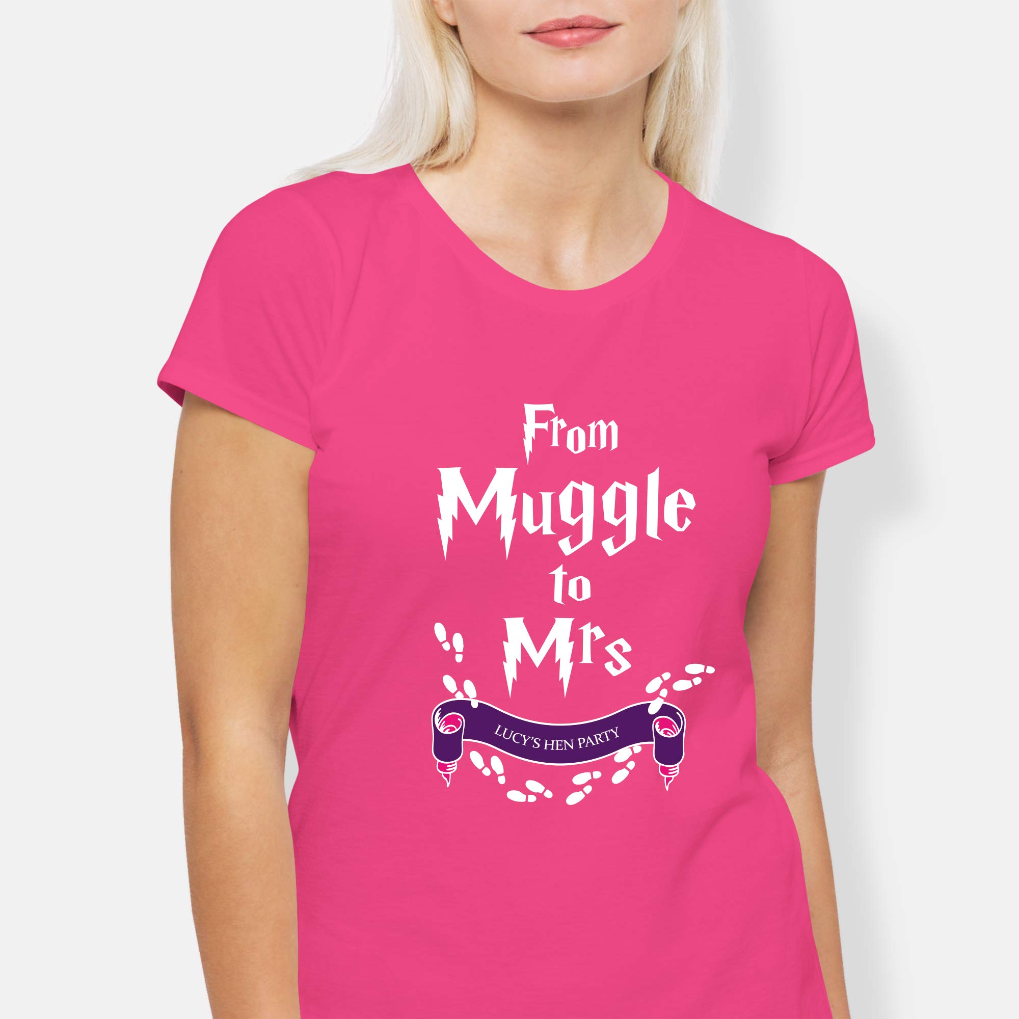 Personalized Wizard Muggle Hen Party T-Shirt -"Muggle To Mrs" for The Bride To Be with matching"I Solemnly Swear That I Am Up To No Good" Design for your Hen Party Guests!
