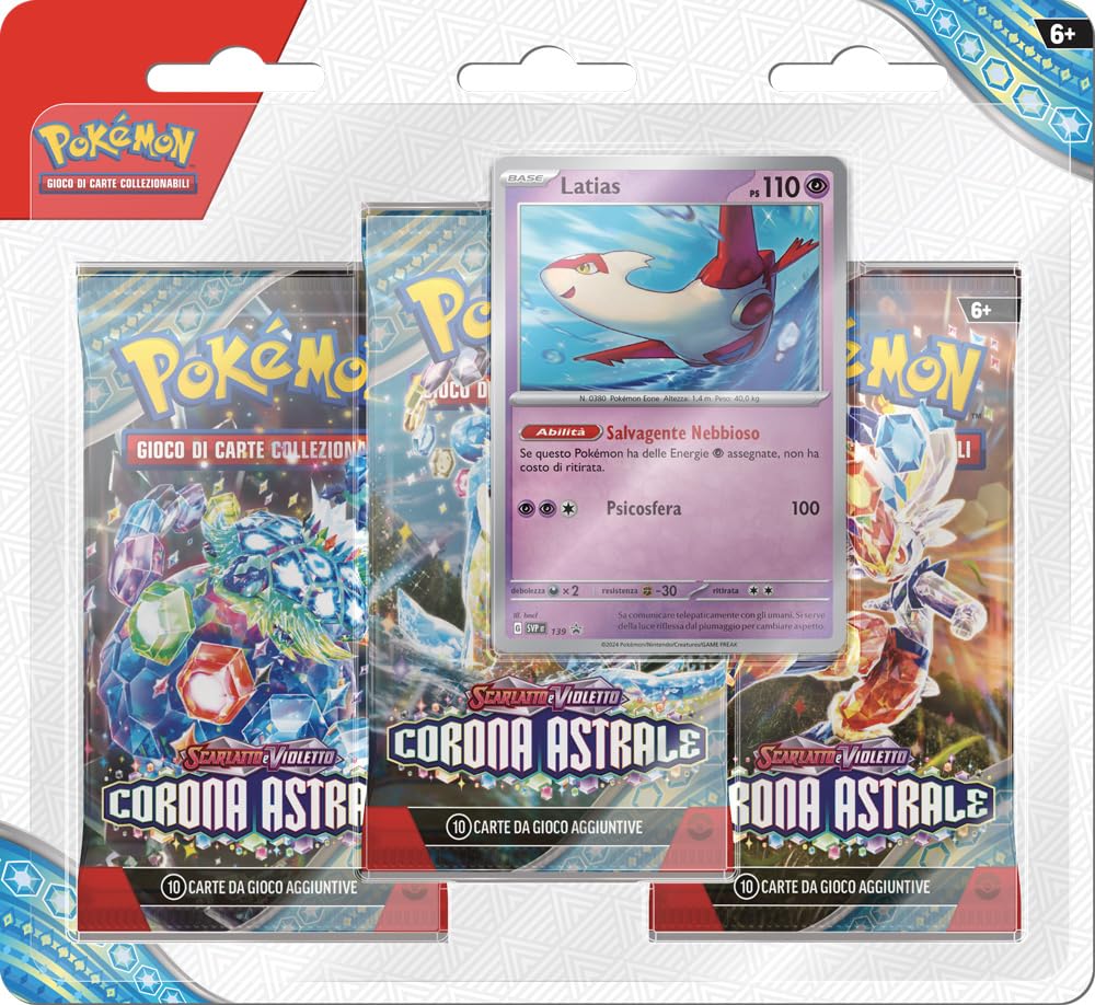 Pokémon TCG: Paquete de Tres Sobres de expansión Escarlata y Violeta - Corona Astral - Latias (Tres Sobres y una Tarjeta Promocional holográfica)