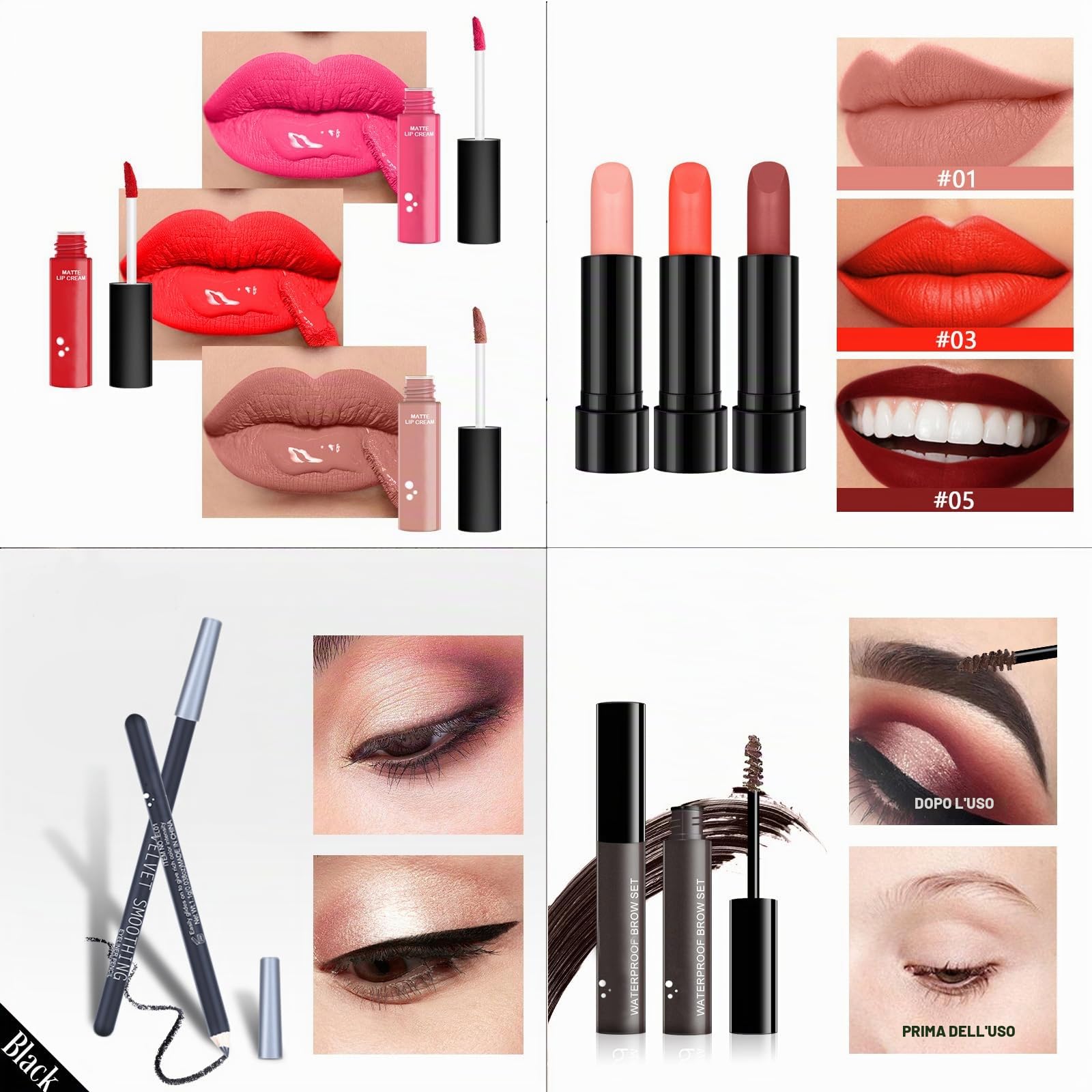 Set Trucchi Make Up Completo Donna Cosmetico Kit Viaggio per Occhi, Viso e Labbra - Sorpresa Regalo Trousse di Trucchi con Ombretto Eyeliner Mascara Correttore Rossetto Lucidalabbra
