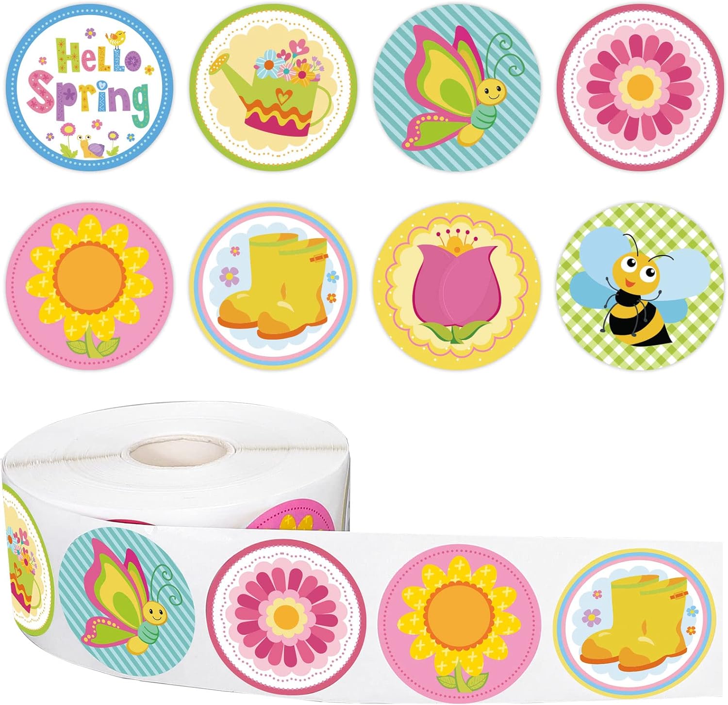 Amazon.com: Whaline 1000pcs Spring Floral Stickers Roll - Multicolor ...