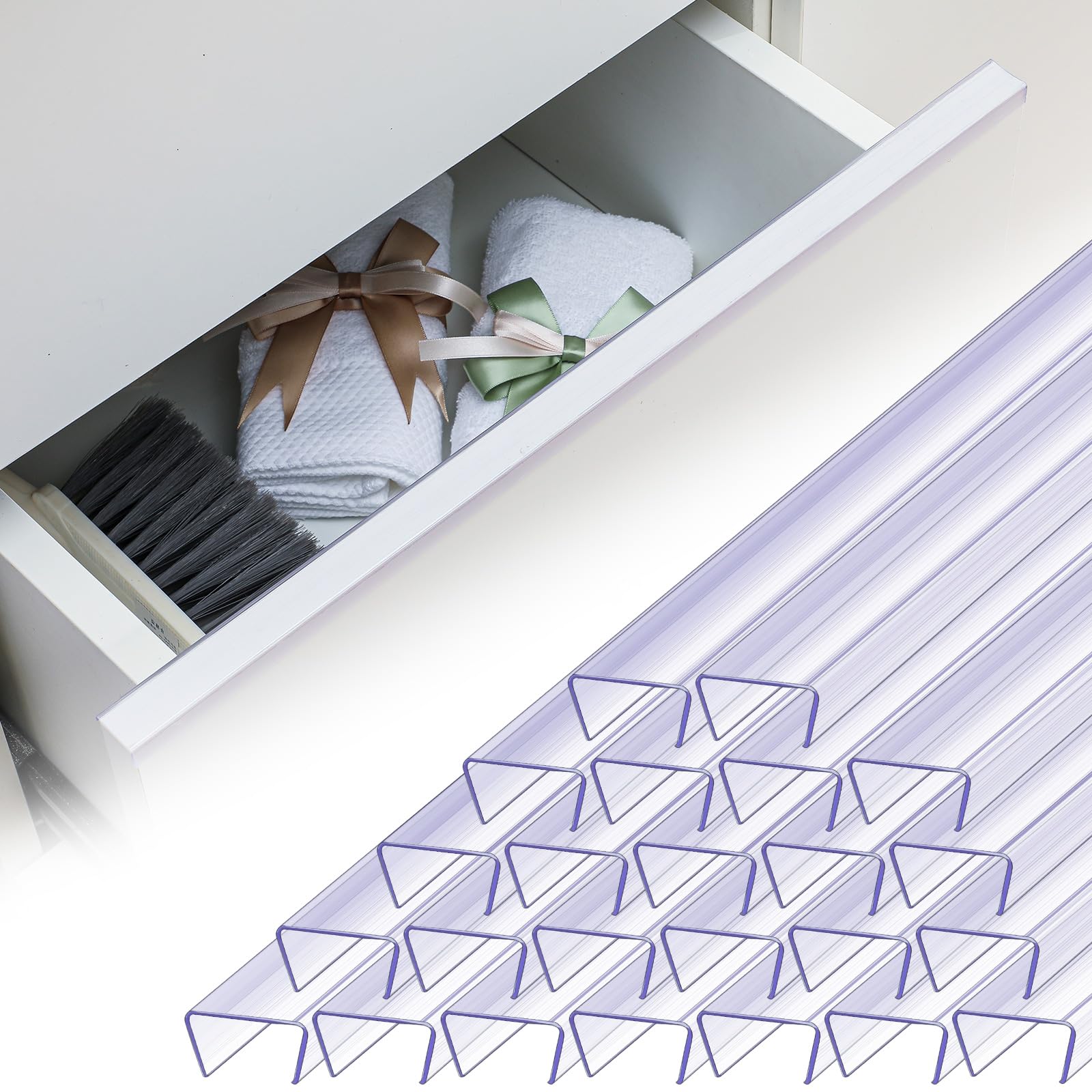 Pangda 24 Pcs Cabinet Protectors for Kitchen Cabinets Vinyl Clear Plastic Slip on Cabinet Door Protector Edge Protector for Prevent Wear, Chipping, Discoloration, Suit for Thickness Less Than 3/4”