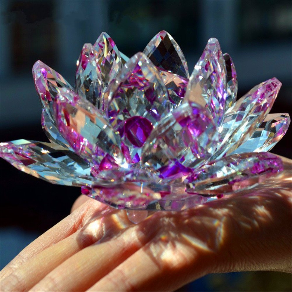 Fine Quartz Cristal Verre Fleur De Lotus Pierres Naturelles et Minéraux Feng Shui Sphères Cristaux Fleurs pour Souvenirs De Mariage (Blanc)