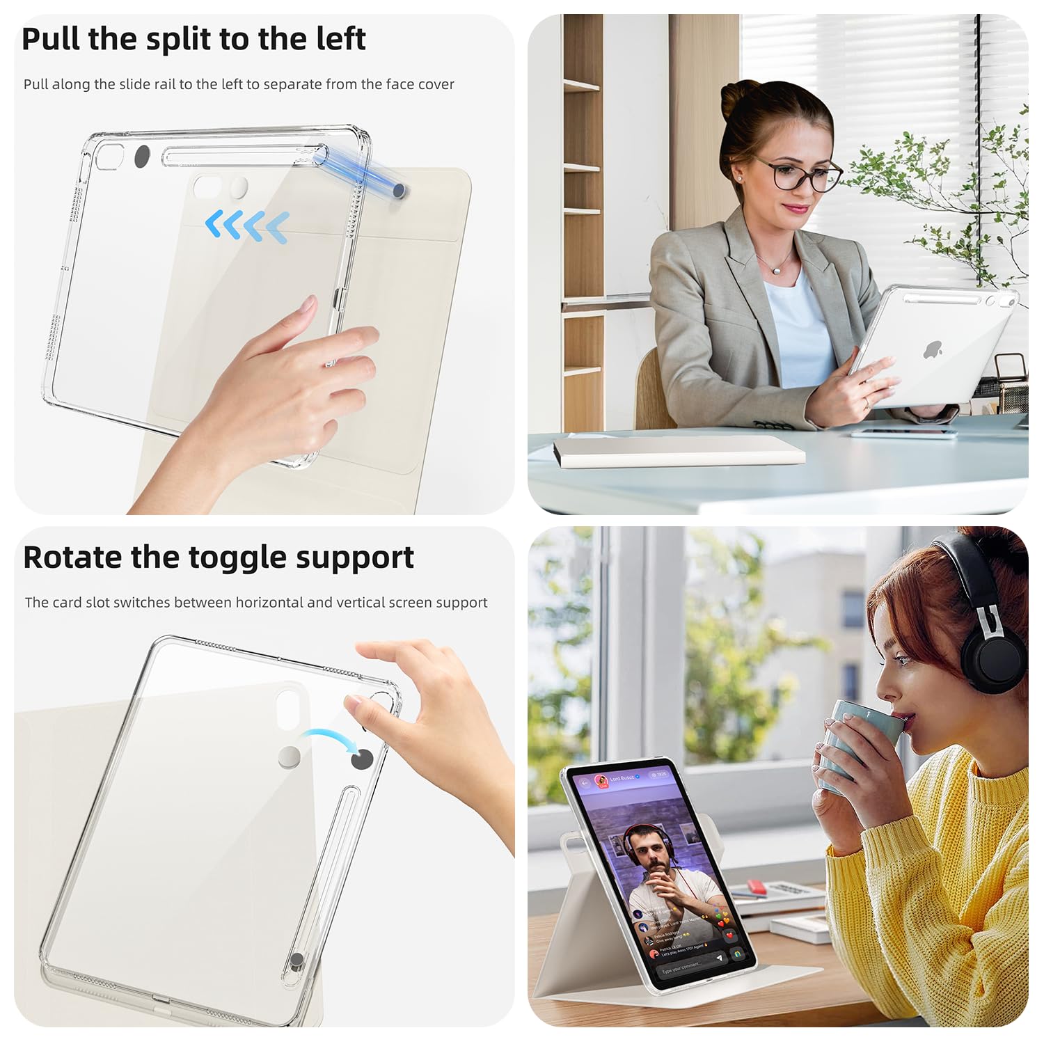 Coque Amovible 2 En 1 Pour IPad 11" (2025) Et IPad 10e Génération - Transparente Anti-jaunissement, Avec Porte-crayon
