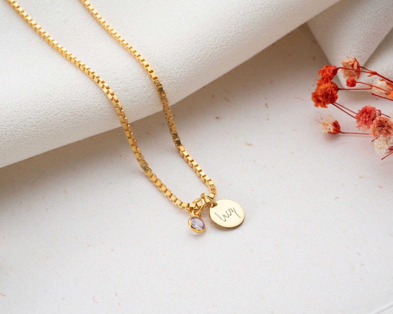 Su misura disco collana con pietra portafortuna personalizzato con nome per mamma Festa della Mamma Natale anniversario compleanno