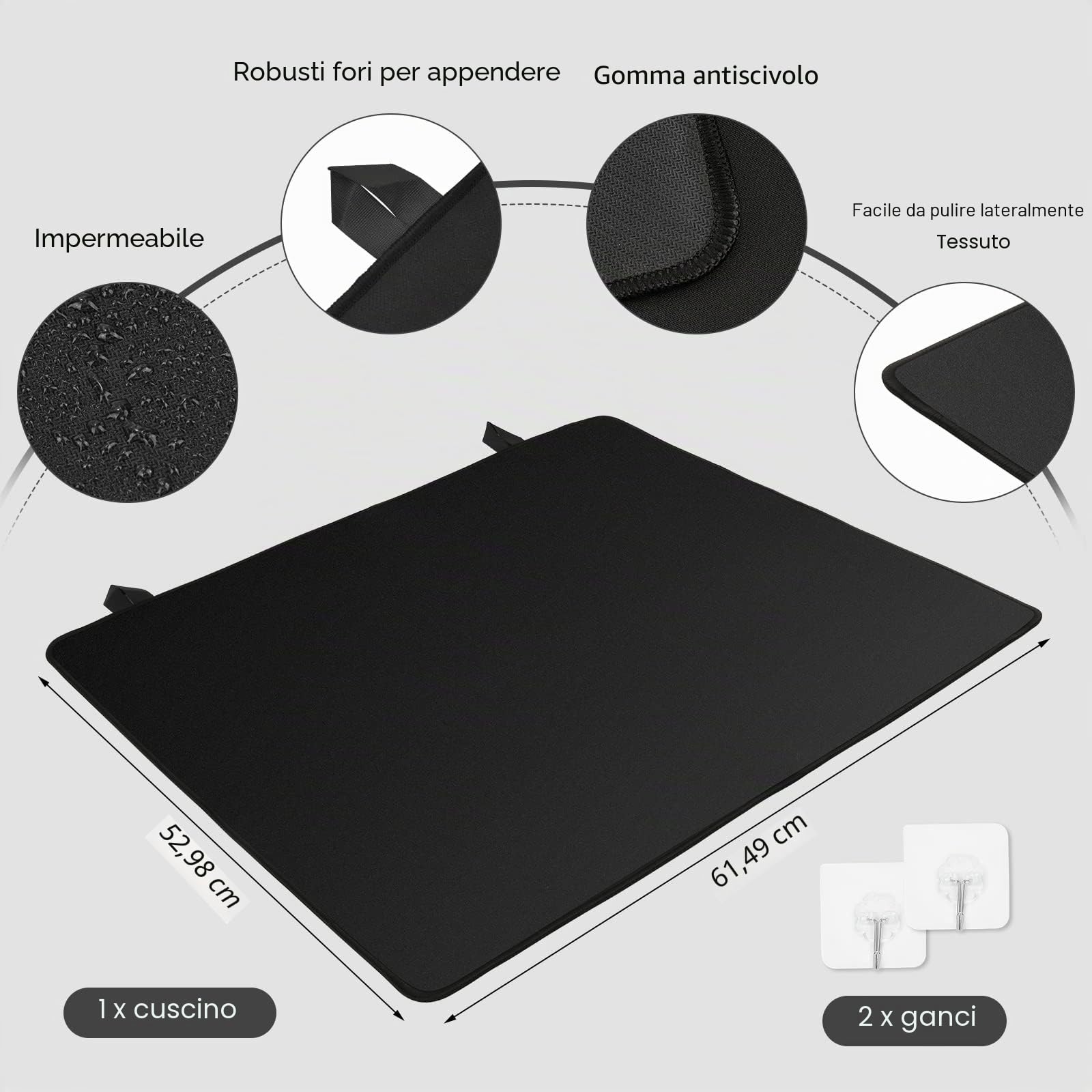 Tappetino per Piano Cottura a Induzione 61.5x53 cm, Tappetino per Piano Cottura a Induzione, Coperchio per Piano Cottura Elettrico, Tappetino Protettivo per Stufa in Vetro Con Rivestimento Antiscivolo