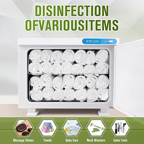 Miniatura 3 de Calentador de toallas calientes, gabinete de toallas calientes de 23 litros, calentador de toallas calentado 2 en 1 para tratamientos faciales, spa,