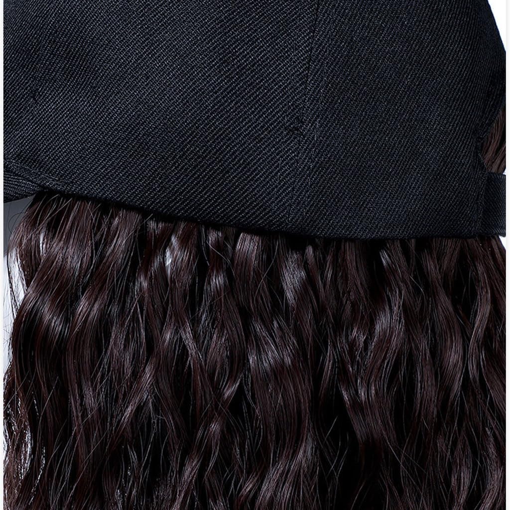 Wig Cap Wig Hat Long Curly Wig Hat Wool Roll Band Hat Wig Fashionable Adjustable Baseball Cap with Wig Hair Extension Cap(B)
