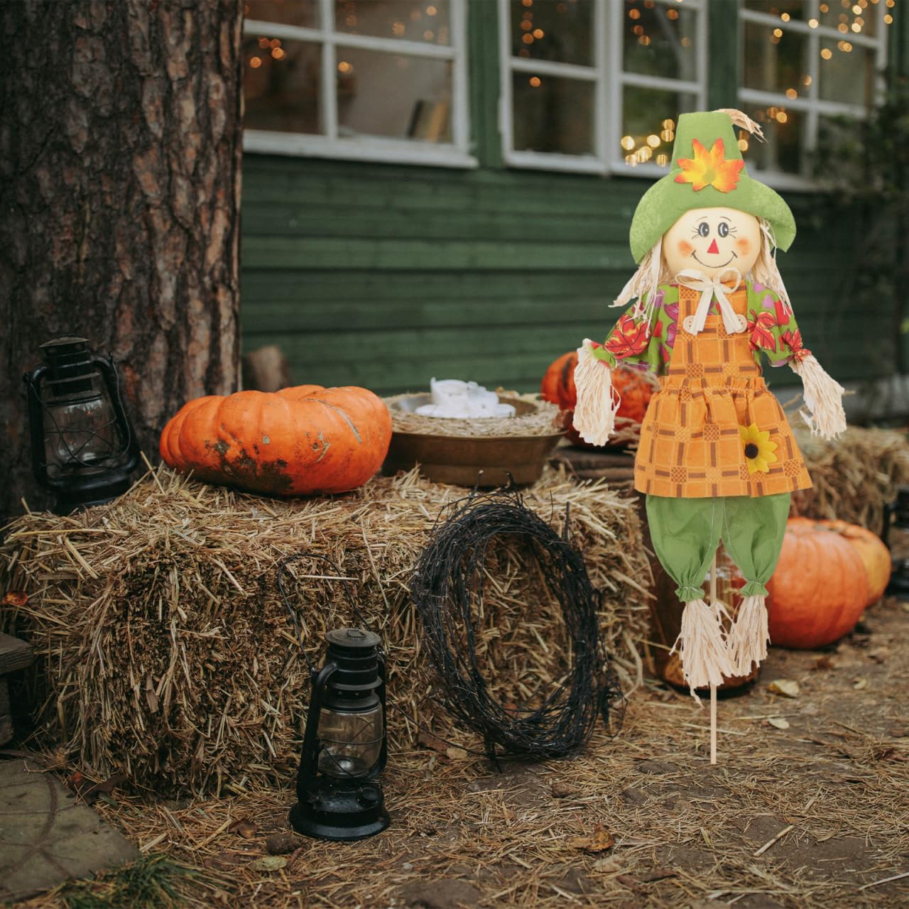YARNOW Espantapájaros De Halloween para Jardín 26 Pulgadas Adorable Decoración Exterior para Fiesta De Acción De Gracias Patio Césped