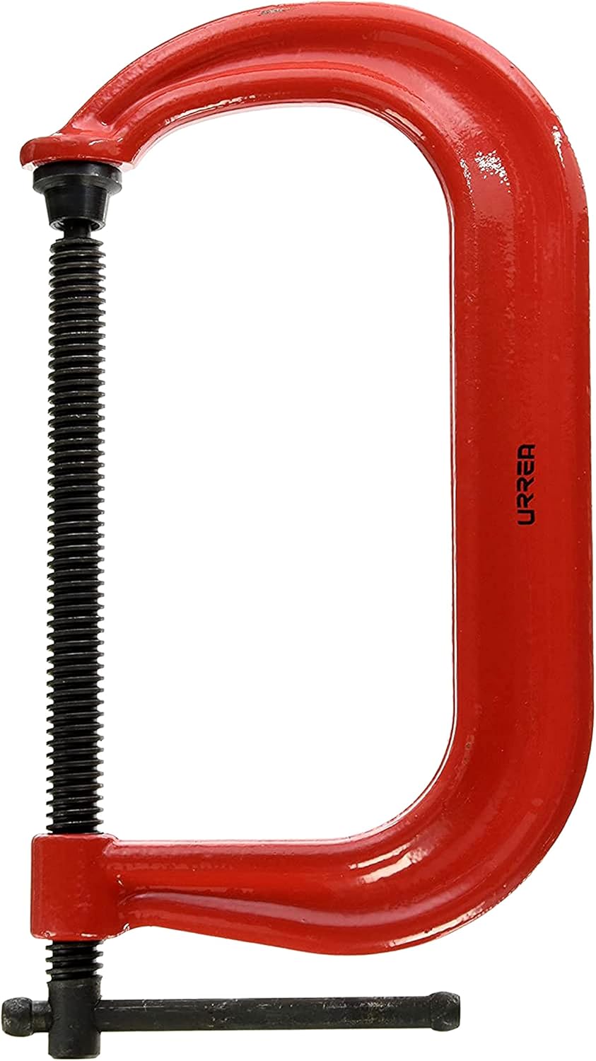 URREA C-Clamp - 8" Heavy Duty Clamping Tool with Drop Forged Construction & Deep Throat Design - 408