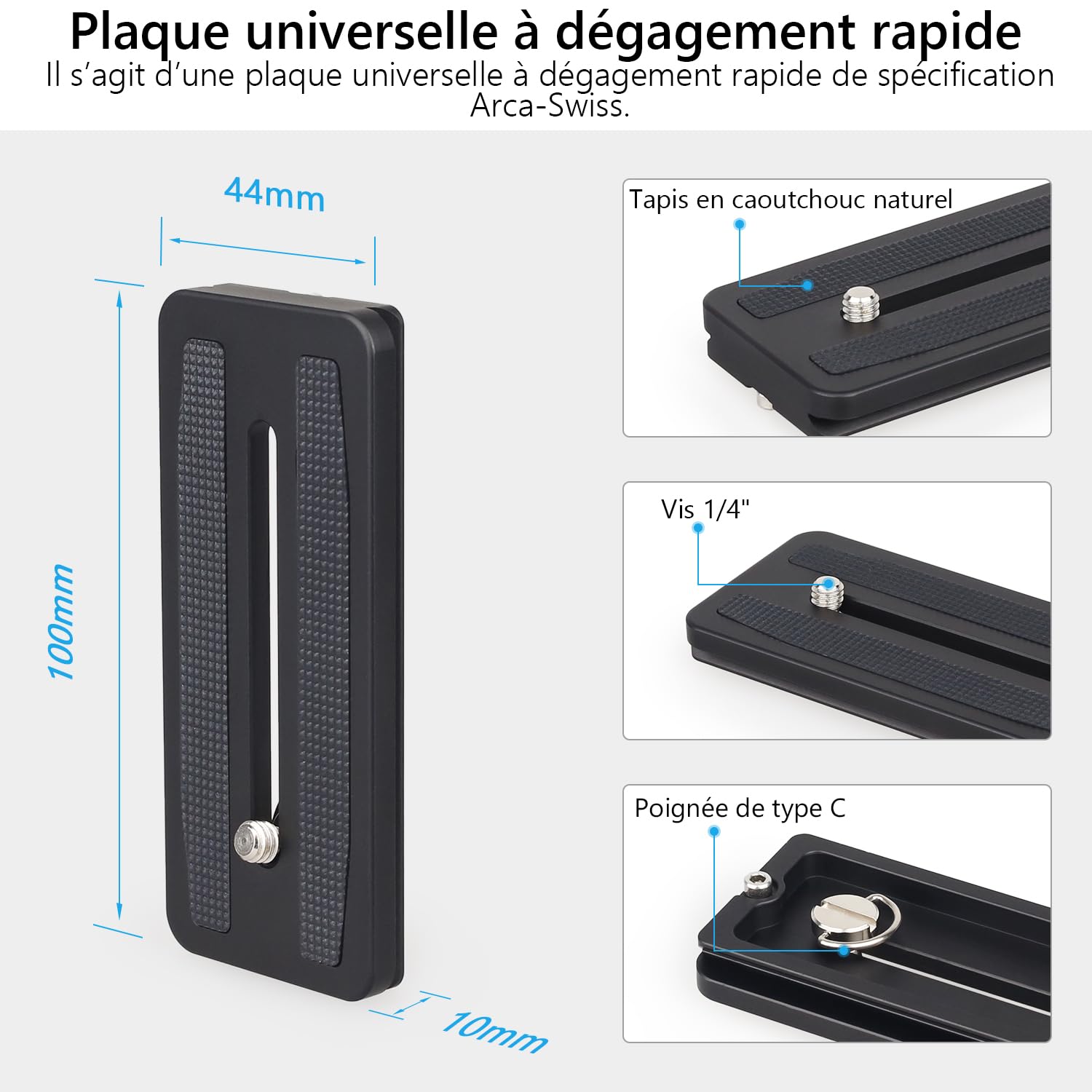 ARTCISE GH7 Tête de trépied à cardan avec poignée, Plaque de Fixation Rapide 1/4'', Niveau à Bulle, Charge 25KG