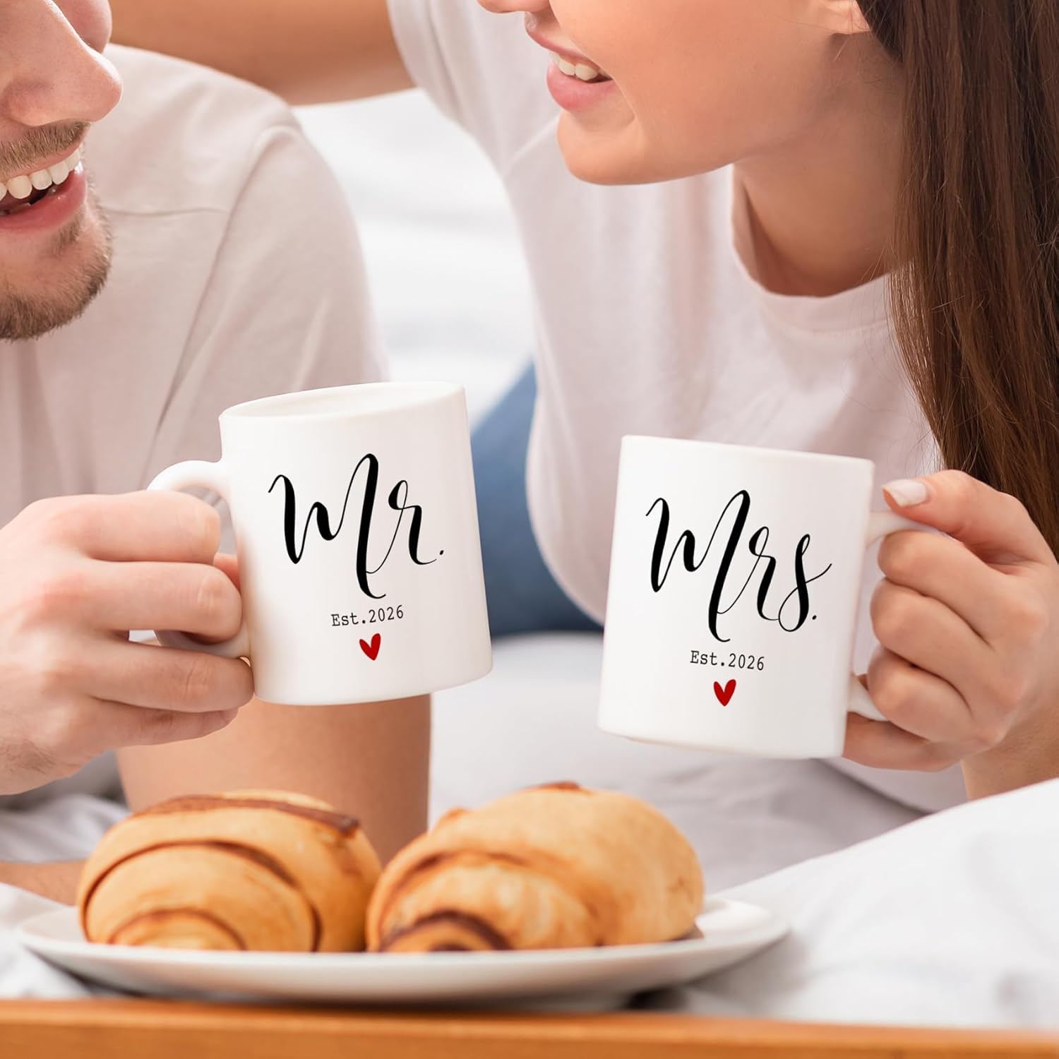 Mr and Mrs Coffee Mugs Gift for Bride Est. 2026 - Ceramic Couple Mugs for Engagement, Anniversary & Valentine's Day - His & Hers Wedding Gift (Set of 2, Ideal for Parents, Husband & Wife) -242 - Image 4
