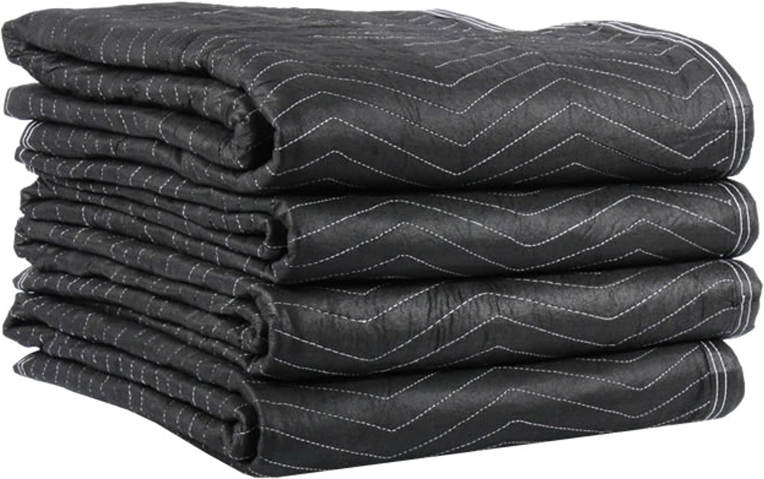 US Cargo Control Moving Blankets 72"x80" MBDELUXE65 Econo Deluxe, (65 lb/doz weight), Professional Quilted Large Moving Blankets, Furniture Packing Pads for Shipping, Cargo Blanket, 4-Pack, Black